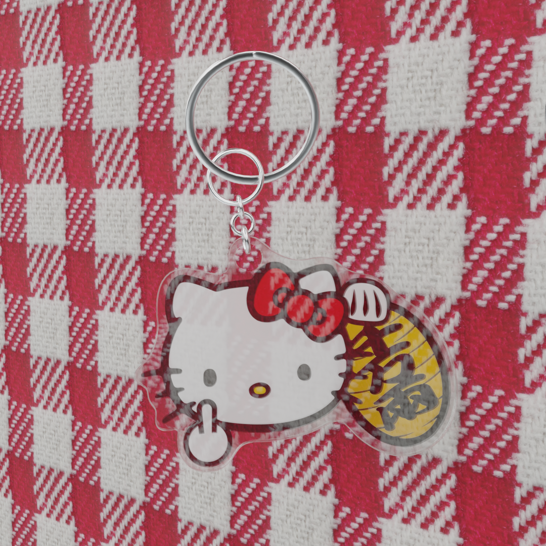 Hello Kitty Middle Finger Fortune Cat Keychain Acrylic Sanrio