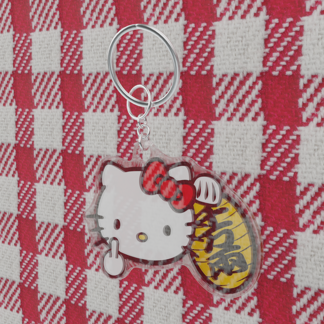 Hello Kitty Middle Finger Fortune Cat Keychain Acrylic Sanrio