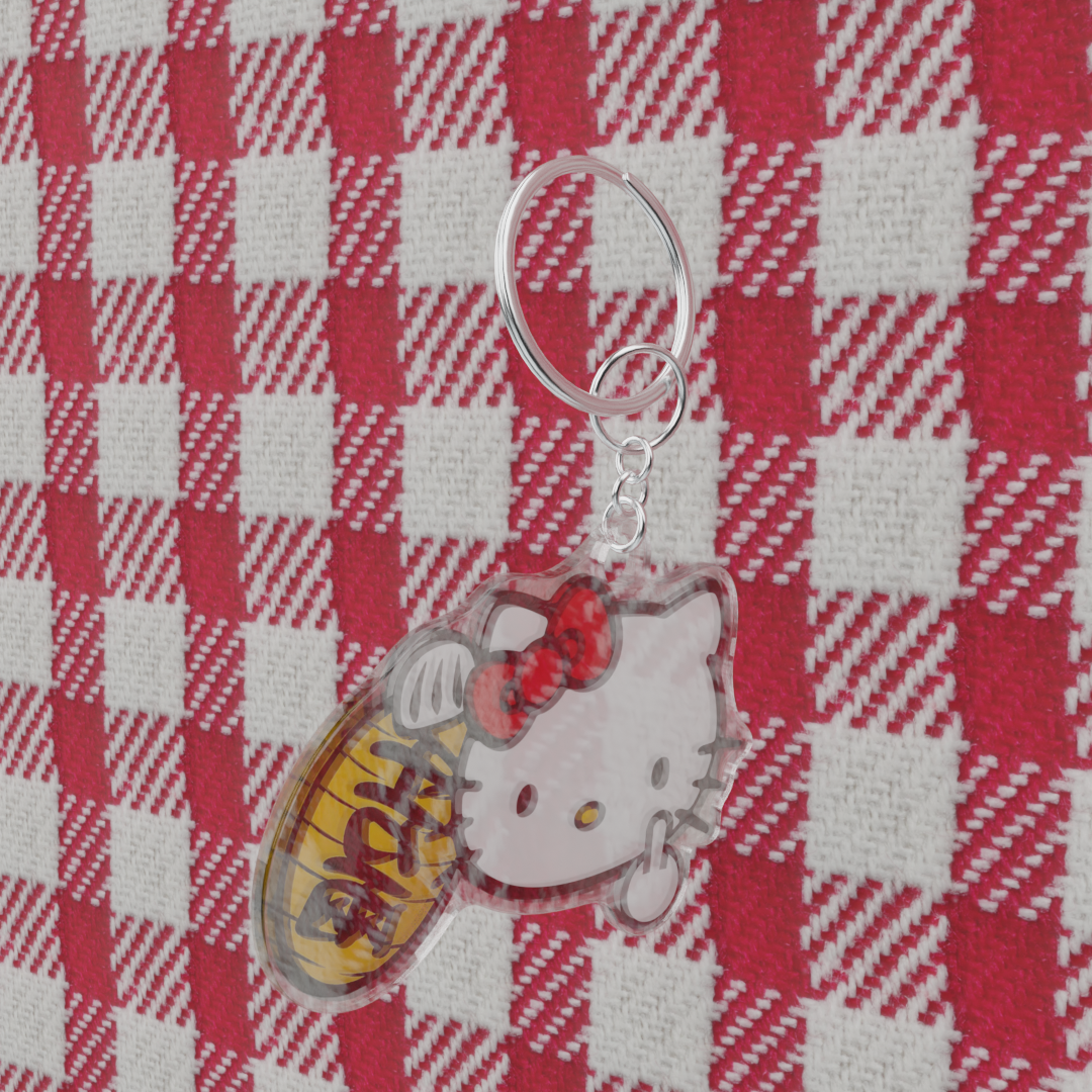 Hello Kitty Middle Finger Fortune Cat Keychain Acrylic Sanrio