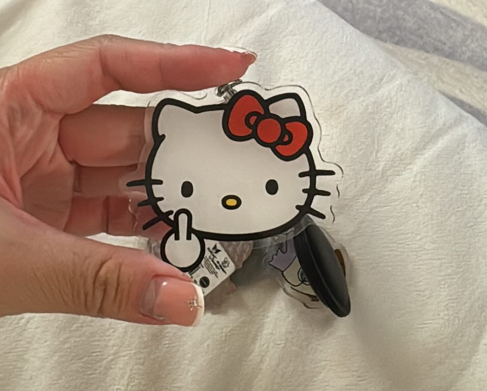 Hello Kitty Middle Finger Keychain Acrylic Sanrio